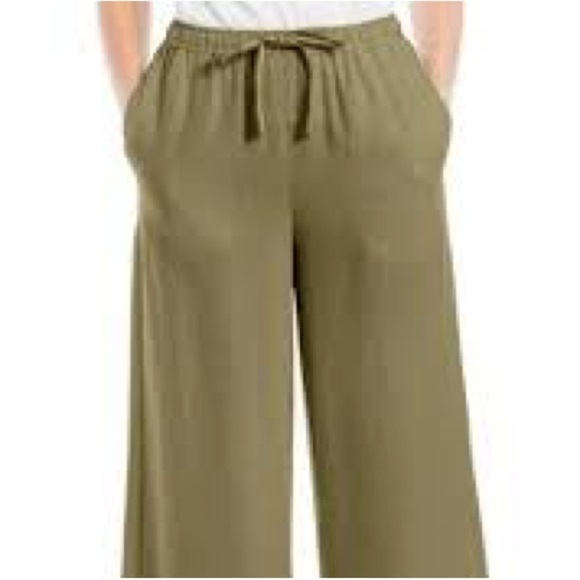 Max Studio, Sophisticated Rich Hunter Palazzo Pants, Drawstring Waist,Pockets,S - Picture 8 of 14